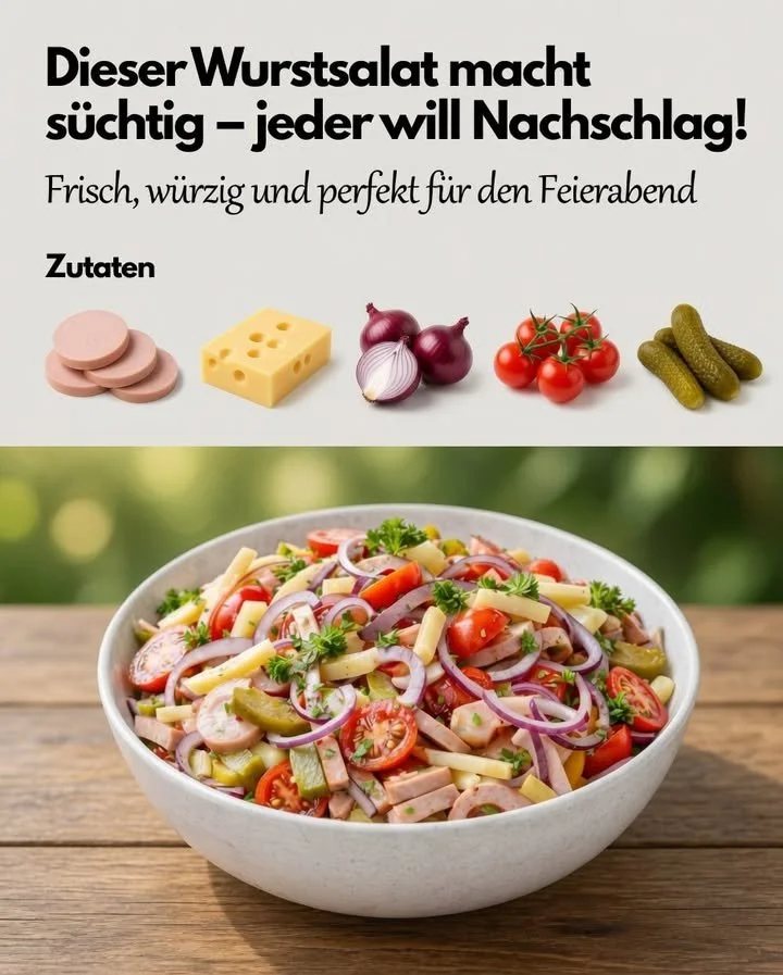 Herzhaft und würziger Wurstsalat nach Schweizer Art mit frischen Zutaten