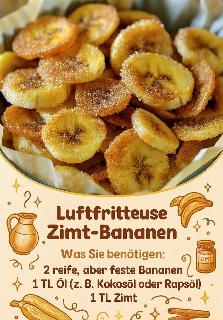 Zimt-Bananen mit Zimt und Honig auf einem Teller