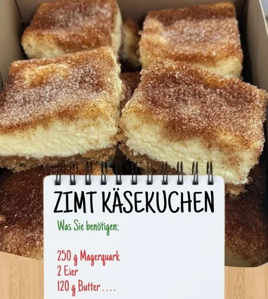 Köstlicher Zimt Käsekuchen mit einer cremigen Füllung und Zimtbestreunung.