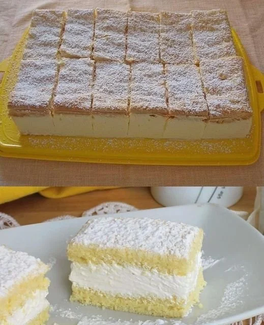 Zitronenschnitten mit Mascarpone auf einem Teller dekoriert