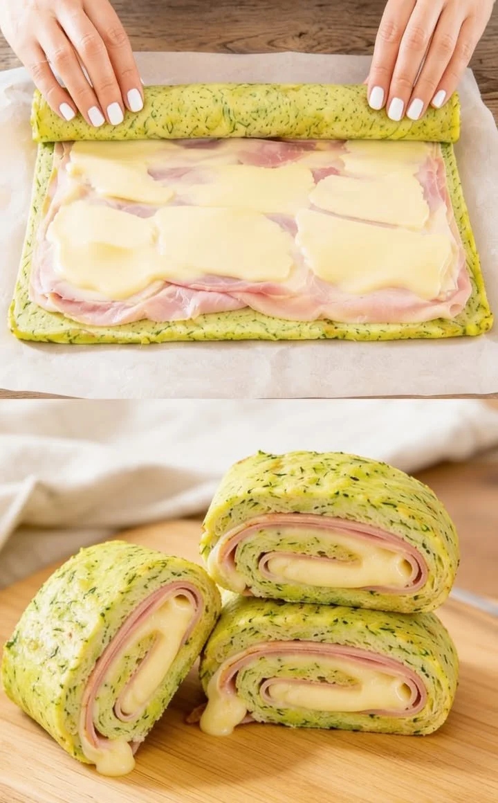 Zucchini-Ei-Auflauf mit frischen Zutaten auf einem Teller serviert
