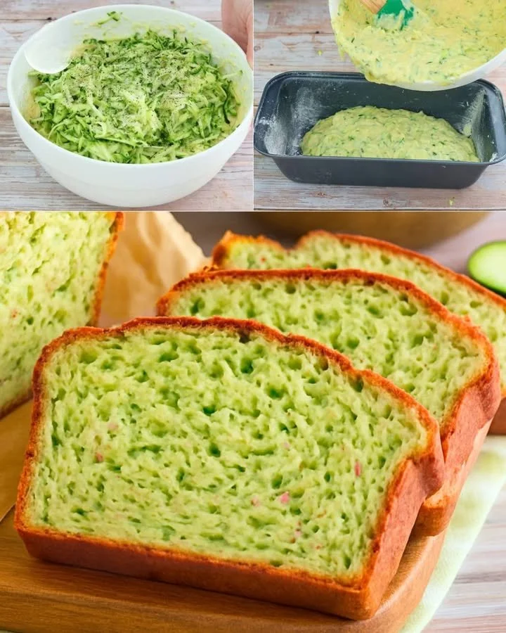 Zucchini-Käse-Brot frisch aus dem Ofen auf einem Holzbrett