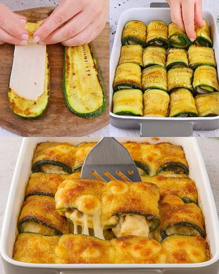 Leckere Zucchini-Röllchen gefüllt mit frischen Kräutern und Frischkäse.