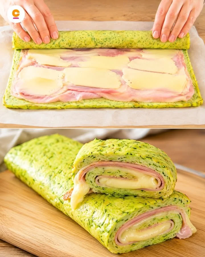 Leckere Zucchiniröllchen gefüllt mit frischen Zutaten auf einem Teller