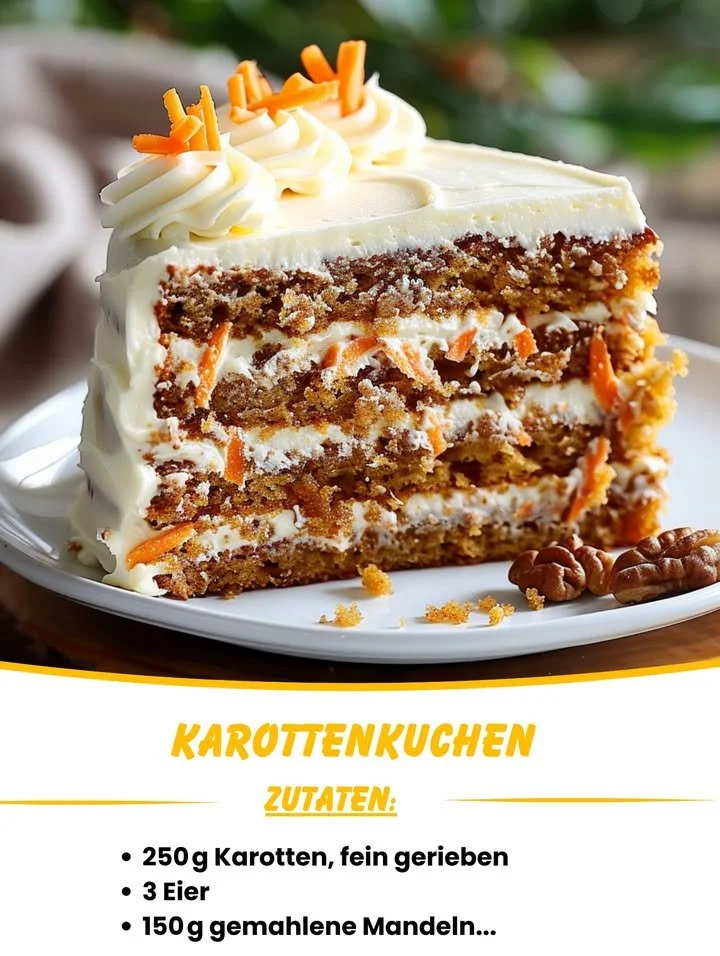 Zuckerfreier und mehlfreier Karottenkuchen auf einem Teller