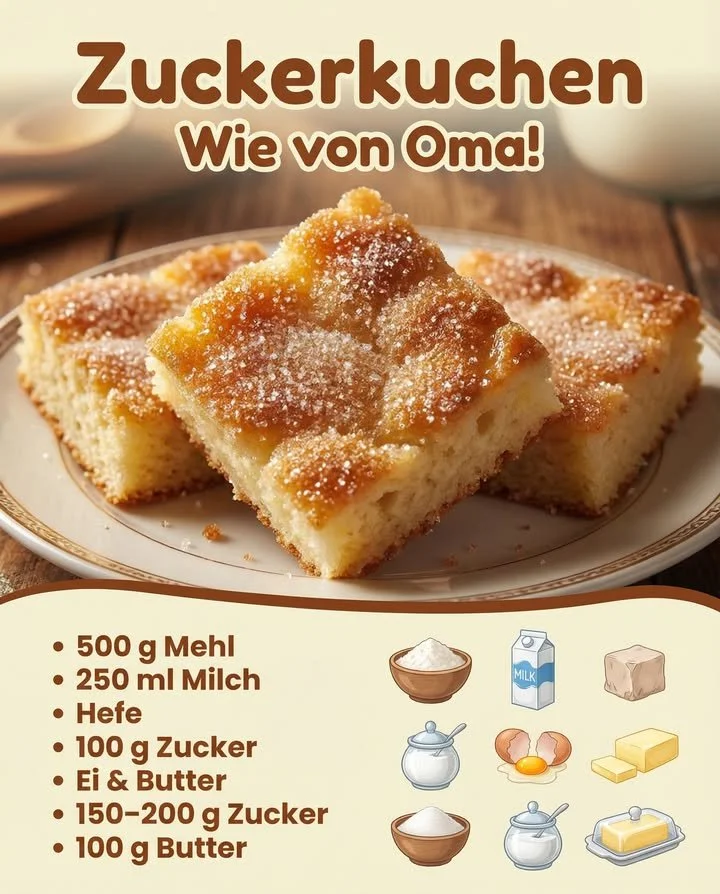 Ein frisch gebackener Zuckerkuchen auf einem Tisch mit Dekoration.