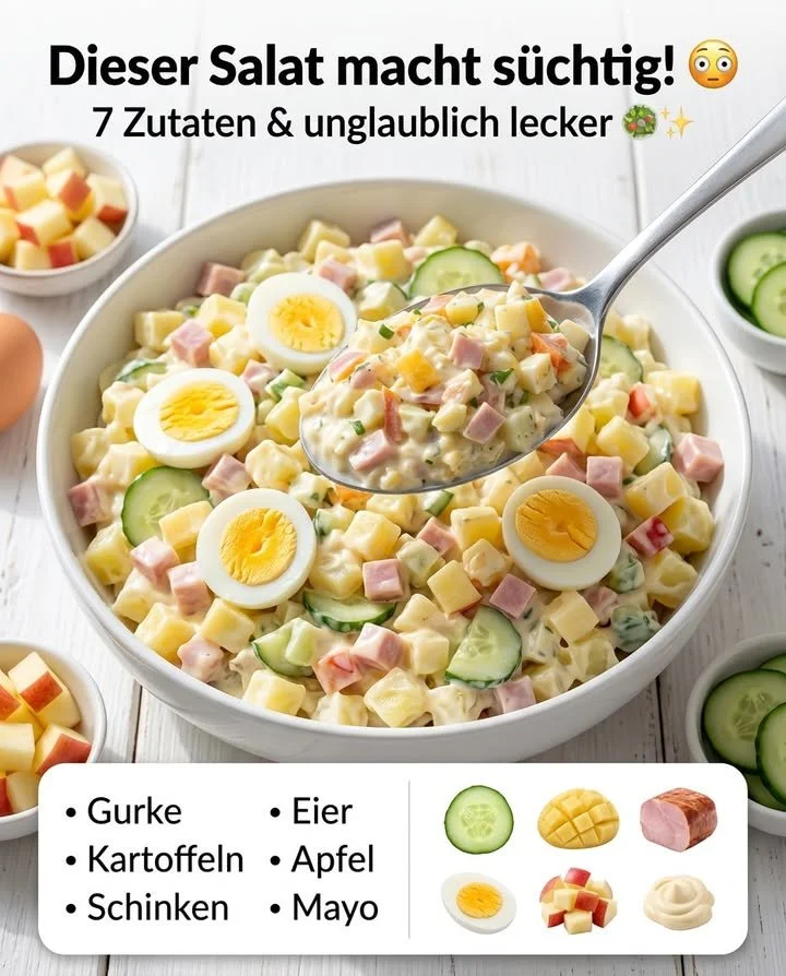 Frischer Apfel Salat mit cremigen Zutaten und überraschenden Aromen
