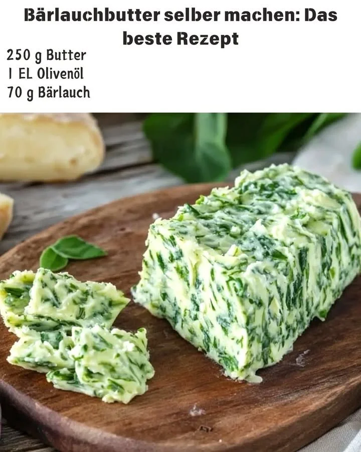 hausgemachte Bärlauchbutter mit frischem Bärlauch und Kräutern