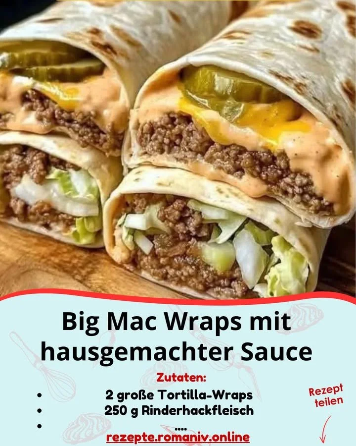 Big Mac Wraps mit leckerer Sauce auf einem Teller