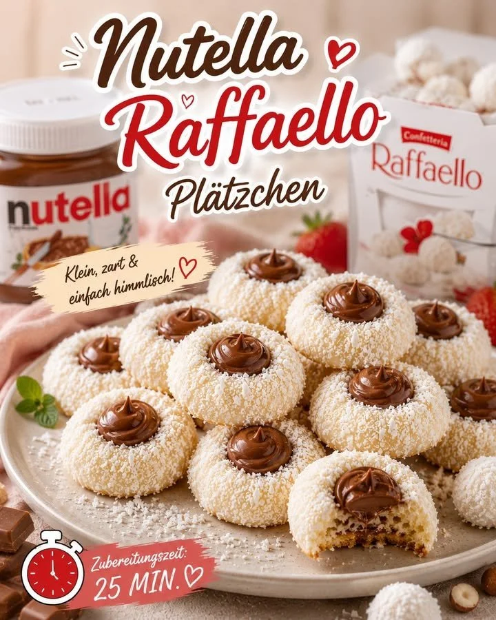 Leckere Biscotti mit Nutella und Raffaello Geschmack auf einem Teller