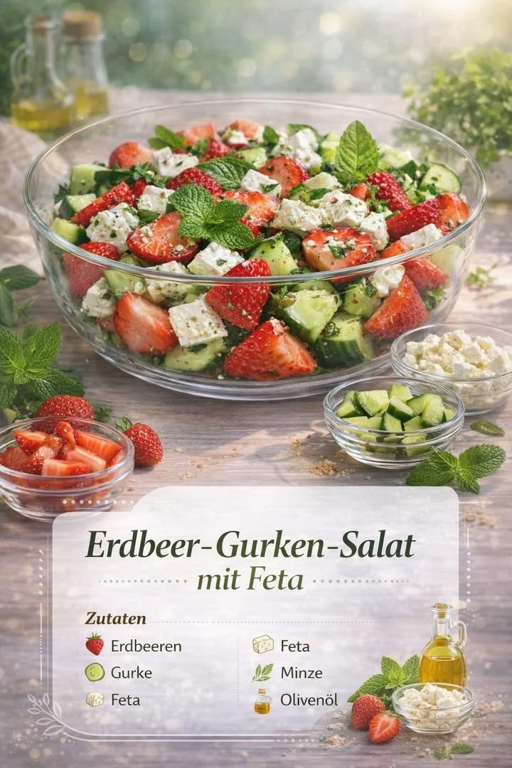 Bunter Erdbeersalat mit frischen Zutaten und lebhaften Farben
