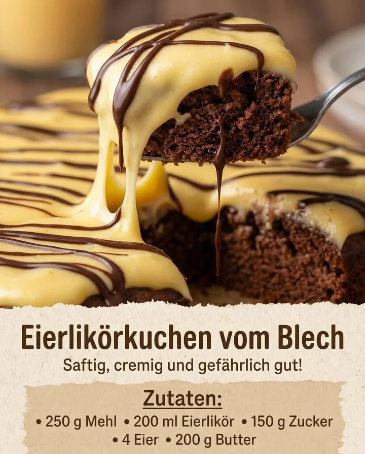 Leckeres Dessert mit Alkohol, das beim Backen zubereitet wird. Ein Stück reicht nicht!