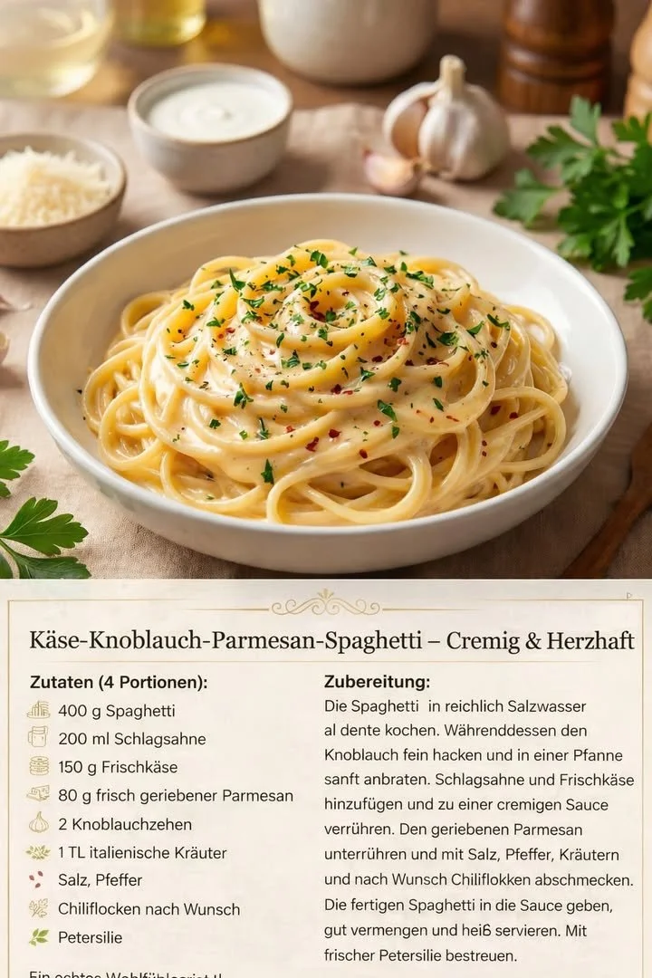 Zubereitung von einfachen Knoblauch-Nudeln in einer Pfanne
