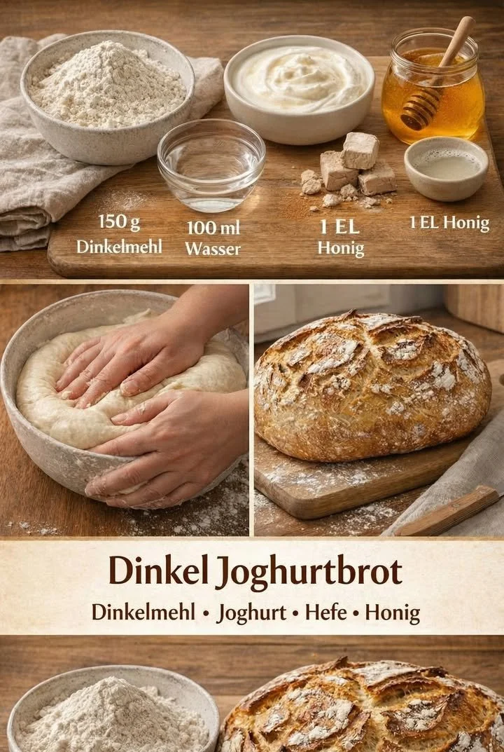 Einfaches selbstgebackenes Brot mit knuspriger Kruste und weichem Innenleben.