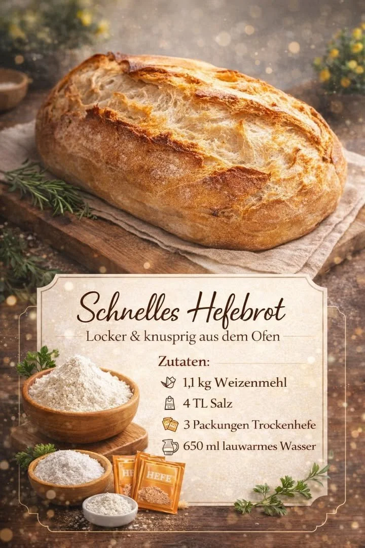 Einfaches Hefebrot aus frischen Zutaten auf einem Holzbrett