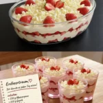 Erdbeertraum Dessert mit frischen Erdbeeren und Sahne