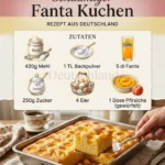 Fanta-Kuchen vom Blech mit fruchtigem Topping auf einem weißen Teller