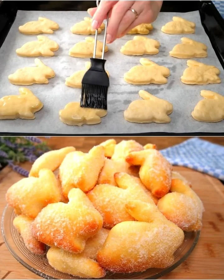 Flauschige Quarkhasen zum Osterfest gebacken und dekoriert