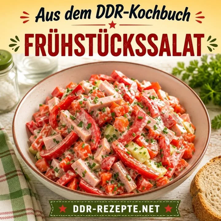 Gesunder und bunter Frühstückssalat mit frischem Gemüse und Dressing