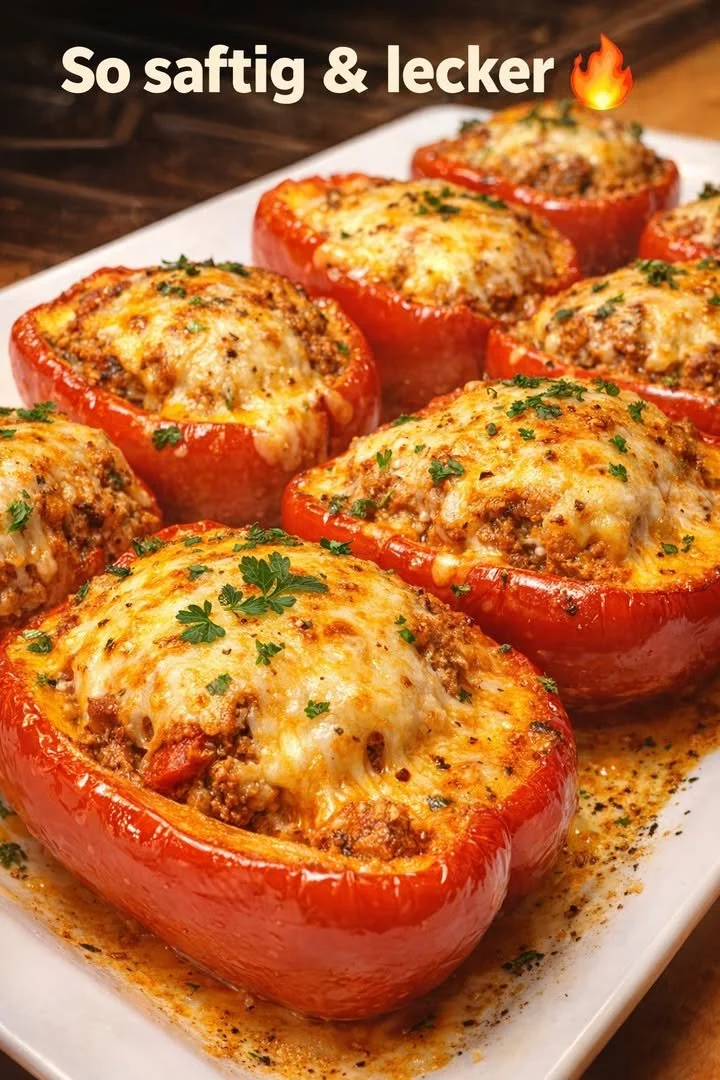 Gefüllte Paprika mit Käse, ein leckeres und würziges Gericht.