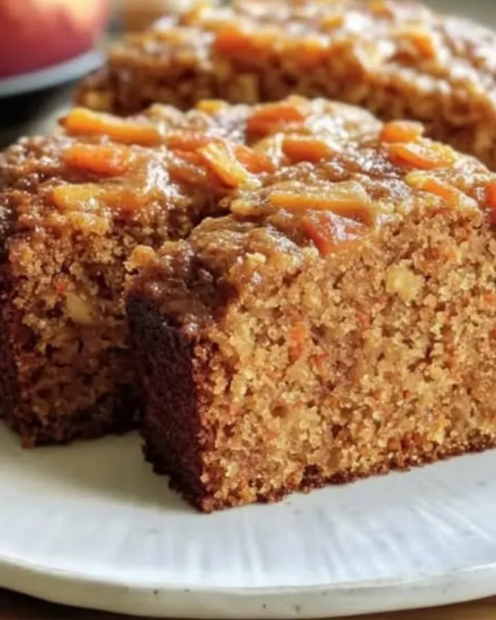 Gesunder Apfel-Möhren-Kuchen ohne Zucker mit saftigen Äpfeln und frischen Möhren