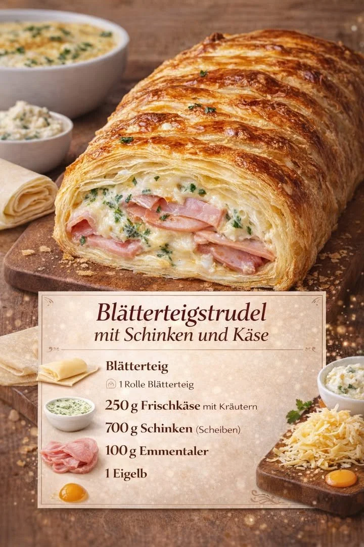 Goldene Rolle mit cremiger Füllung auf einem Teller serviert