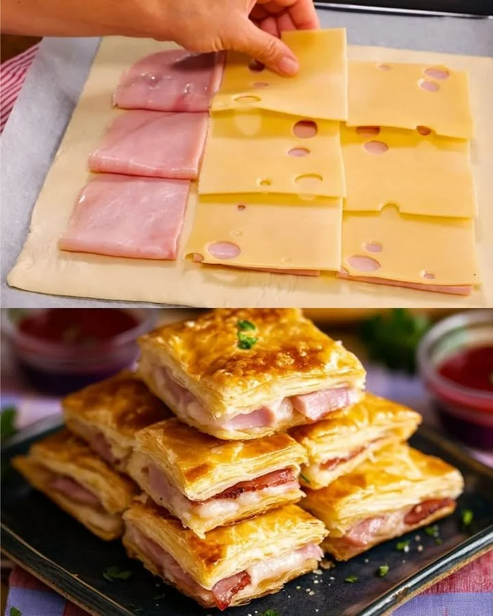 Herzhafte Schinken und Käse Puff-Pasteten frisch gebacken
