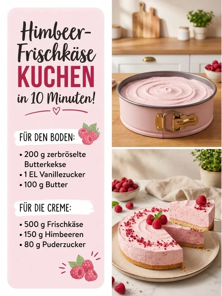 Himbeer-Frischkäse-Kuchen in 10 Minuten zubereitet