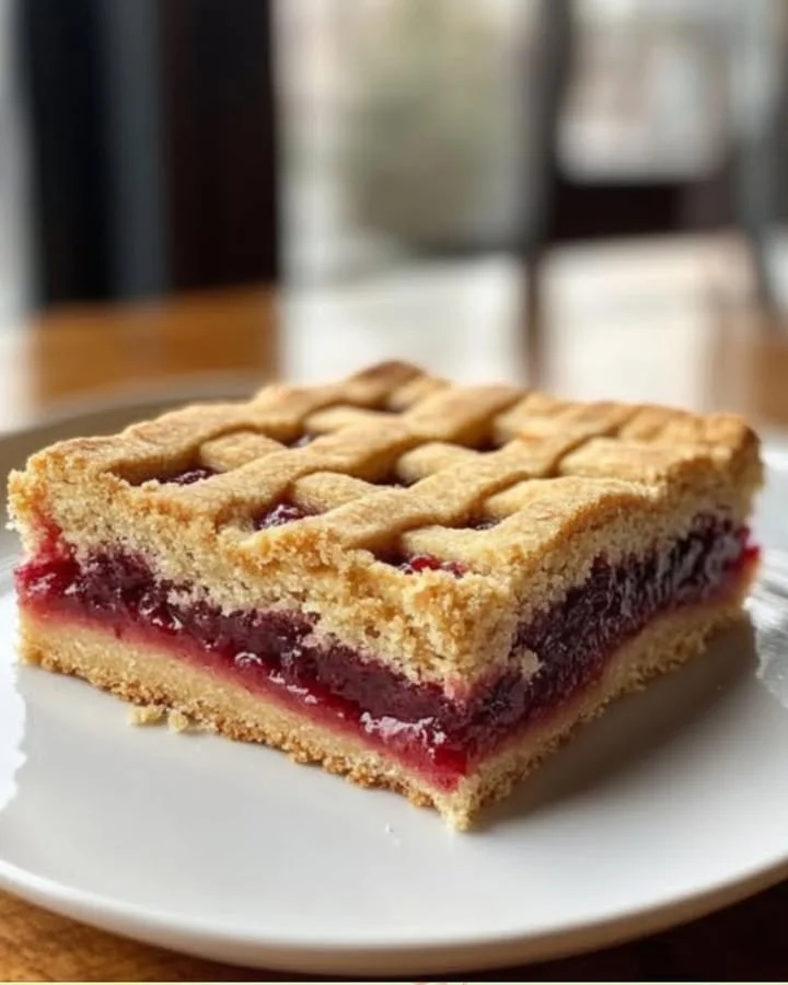 Himbeer-Linzer-Torte mit frischen Himbeeren und Nüssen, appetitlich angerichtet.