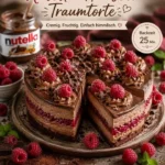 Himbeer-Nutella-Torte mit frischen Himbeeren und schokoladiger Nutella-Creme
