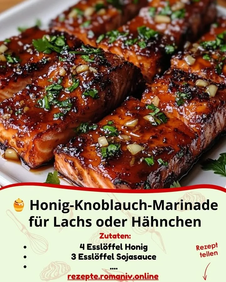 Honey Garlic Marinade für Lachs oder Hähnchen zubereiten