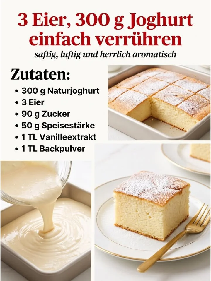 Joghurtkuchen ohne Mehl, ein saftiges und leckeres Dessert