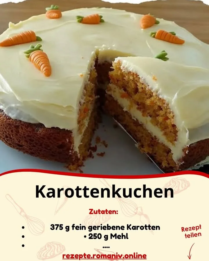 Leckerer Karottenkuchen, frisch gebacken mit Karotten und Gewürzen