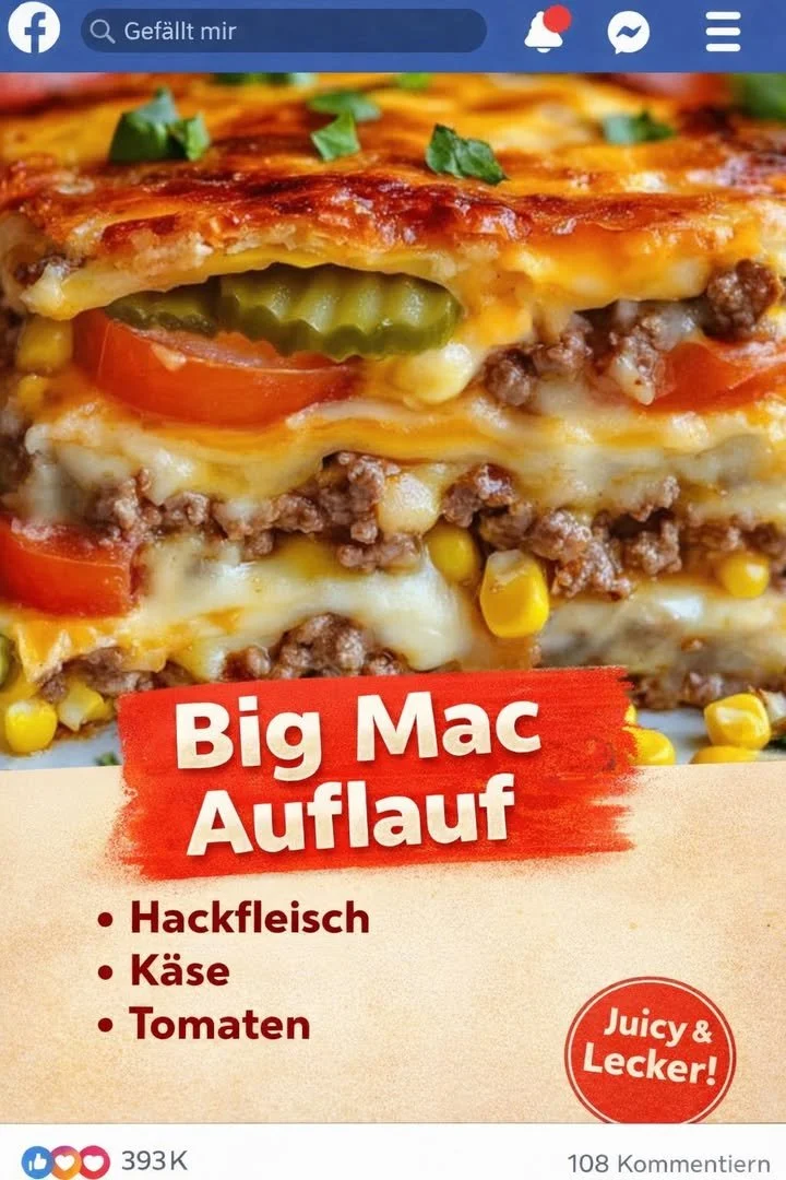 Leckere Portion Käseauflauf frisch aus dem Ofen mit goldbrauner Käseschicht.