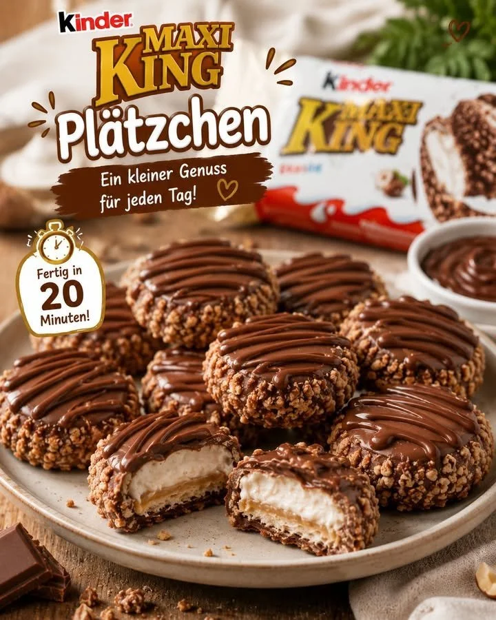 Köstlicher Kinder Maxi King Biscotti mit Schokolade und Waffel
