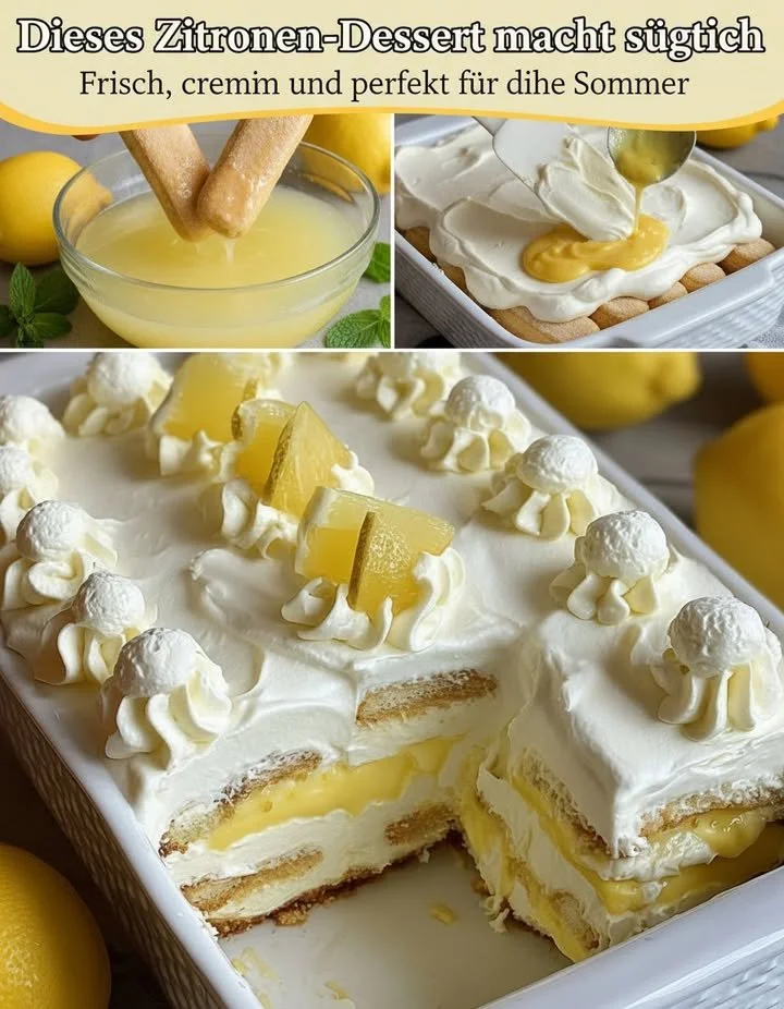Limoncello-Tiramisu mit frischen Zitronen und Kaffee geschichteten Desserts.
