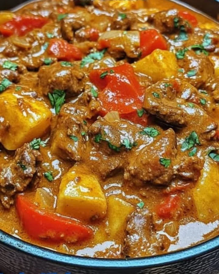 Mafia-Topf mit Hackfleisch und frischem Gemüse serviert in einer Schüssel.