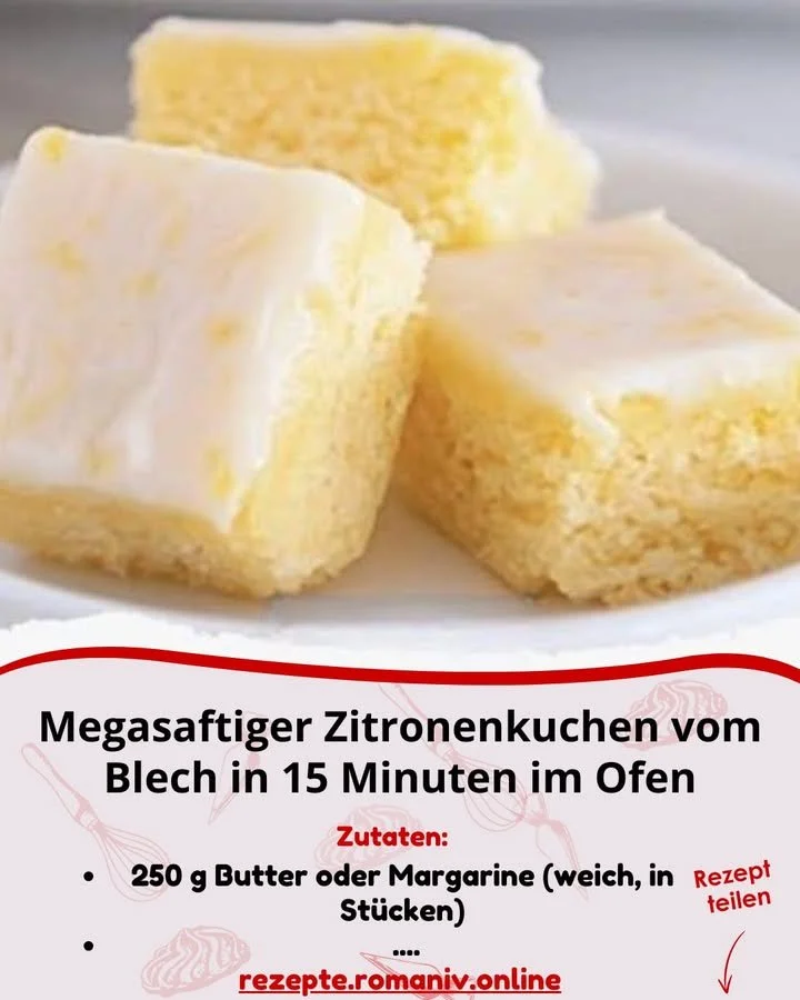 Megasaftiger Zitronenkuchen vom Blech frisch gebacken im Ofen