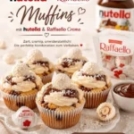 Muffin Nutella und Raffaello auf einem Holzbrett serviert