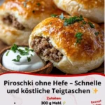 Leckere Piroschki ohne Hefe auf einem Teller, frisch zubereitet.