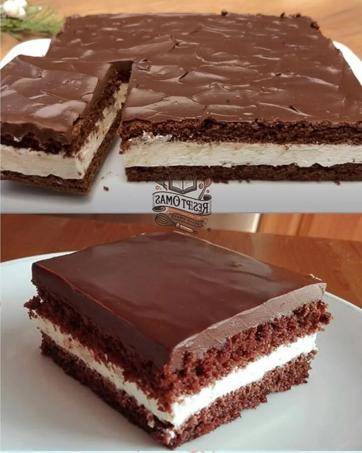 Leckere Schokoladen-Sahnetorte mit cremigem Schokoladentopping