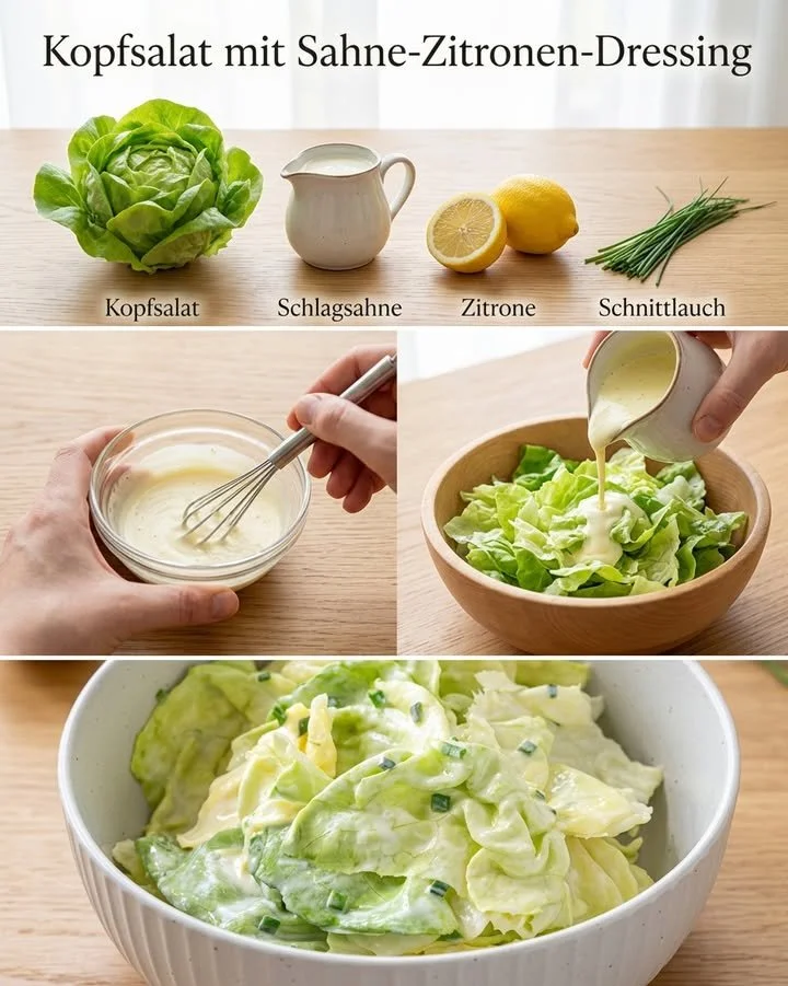 Frische Zutaten in einem klassischen Salat mit Dressing