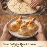 Süße Quark-Hasen frisch gebacken auf einem Teller