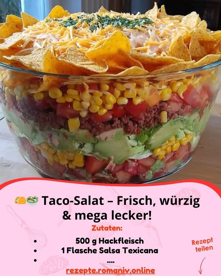 Leckeres Taco-Salat mit frischen Zutaten und würziger Sauce