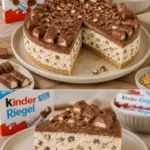 Leckere Torte der Träume mit Kinder Riegel dekoriert