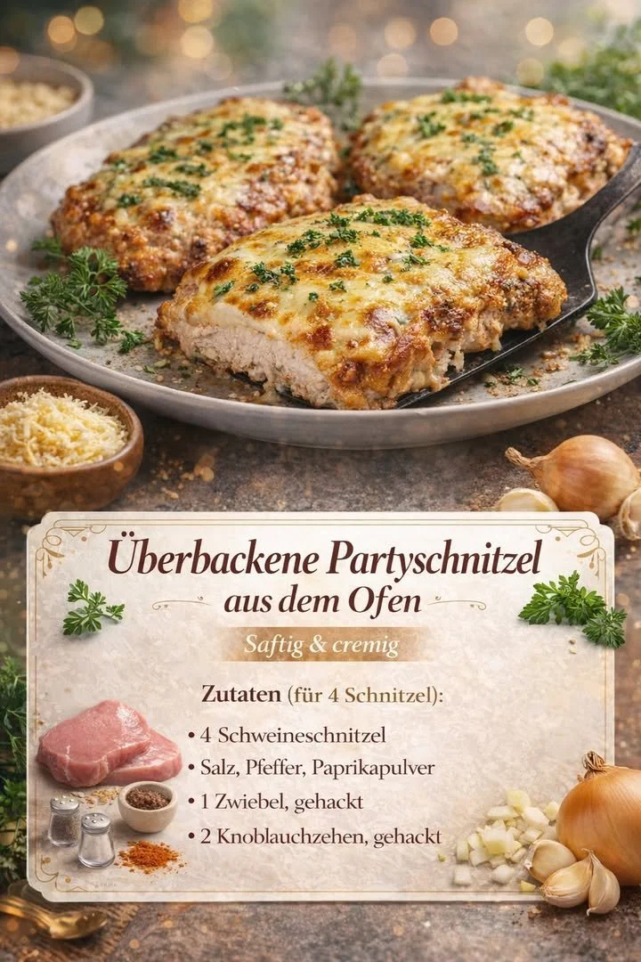Überbackene Partyschnitzel aus dem Ofen – saftig und cremig gerichtet