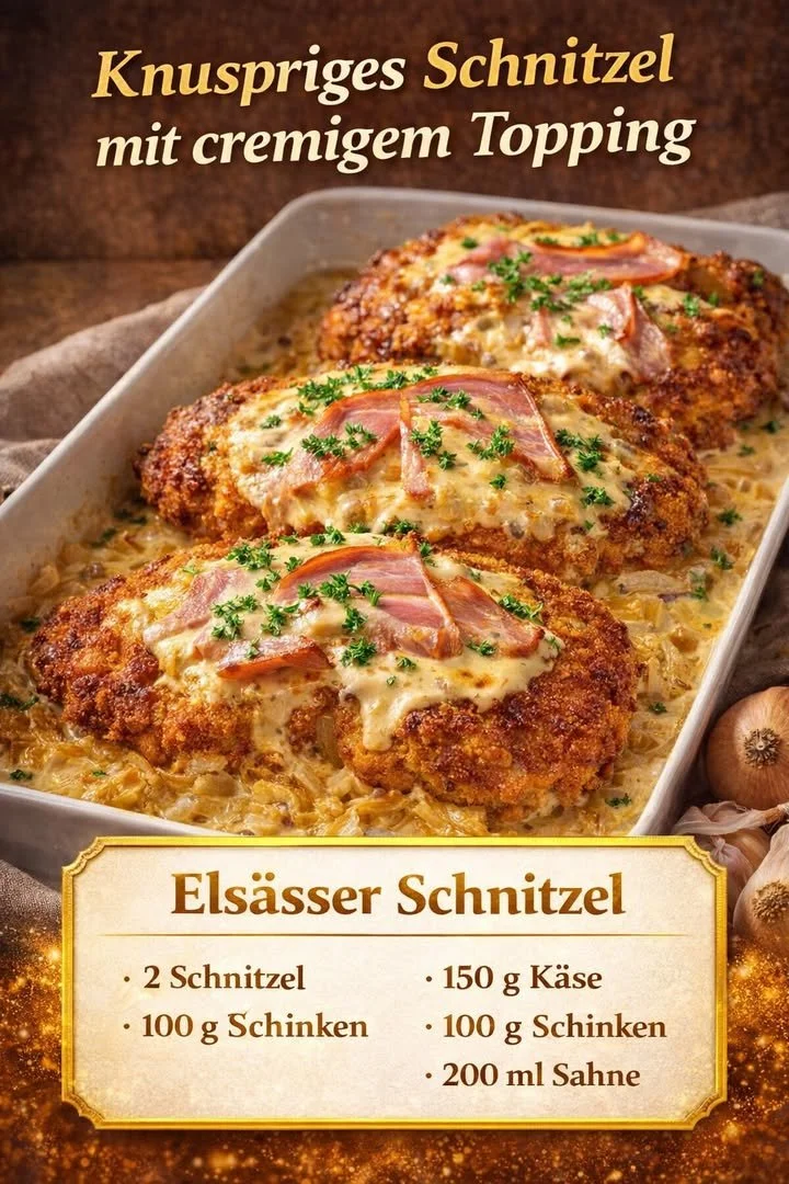 Leckeres Überbackenes Schnitzel mit Käse und Kräutern überbacken