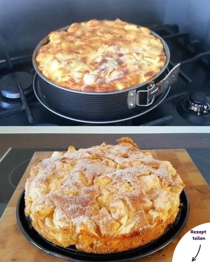 Ultrasaftiger Apfelkuchen nach Omas Rezept, frisch gebacken mit Äpfeln und Zimt.