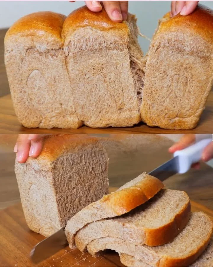 Frisches Vollkorn-Buttermilch-Brot auf einem rustikalen Holztisch