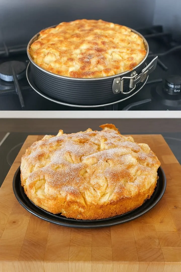 Weihnachts Apfelkuchen mit Zimt und frischen Äpfeln auf einem weißen Teller
